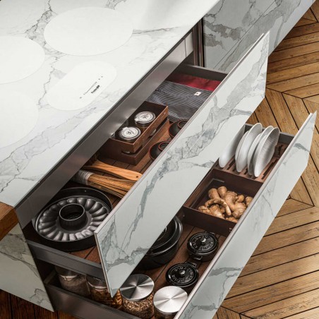 Lago - Cucina 36e8 con isola - Marble XGlass